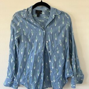 J. Crew Blue Ikat Button Down Shirt